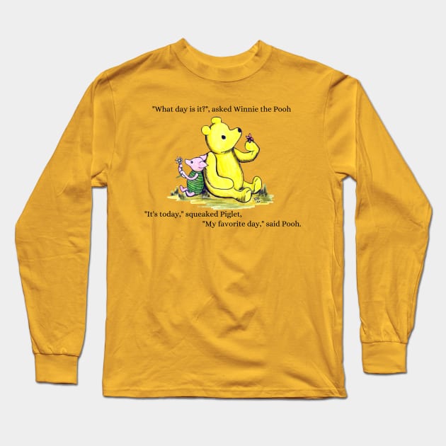 What day is it - Winnie The Pooh and Piglet too Long Sleeve T-Shirt by Alt World Studios